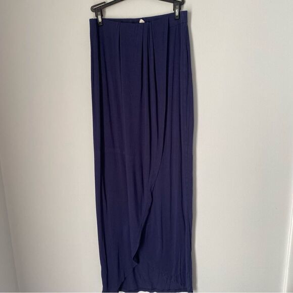 APT 9 Women’s Elastic Waist Drape Front Navy Maxi Skirt - Picture 1 of 4